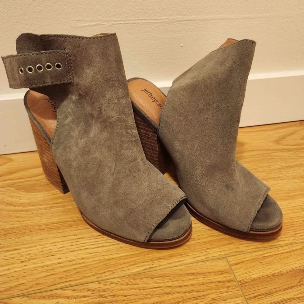 Jeffrey Campbell Taupe Suede Mules